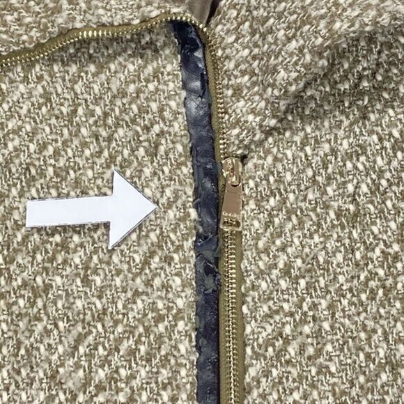 Calvin Klein Tweed Wool Pea Coat Brown Faux Leather Trim Classic Dressy Business - Picture 15 of 15